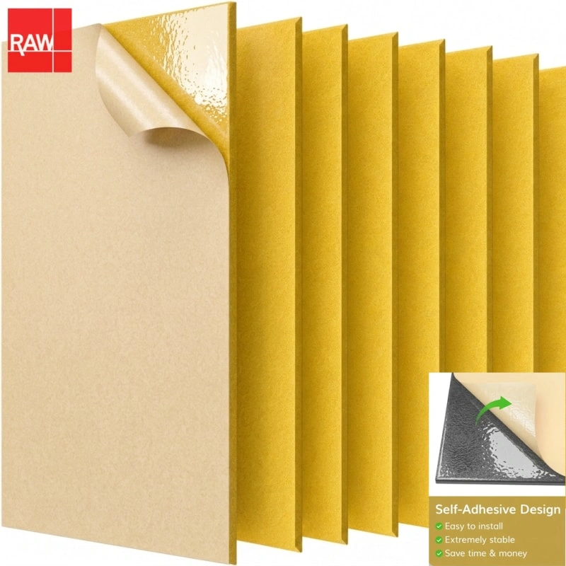 Orange Yellow Self-Adhesive PET Acoustic Raw Sheet - RAW-009 Peel and Stick Soundproofing Panel