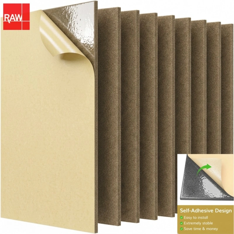 Coffee Self-Adhesive PET Acoustic Raw Sheet - RAW-012 Peel and Stick Soundproofing Panel
