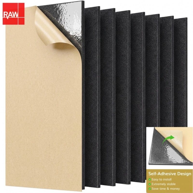 Black Self-Adhesive PET Acoustic Raw Sheet - RAW-014 Peel and Stick Soundproofing Panel