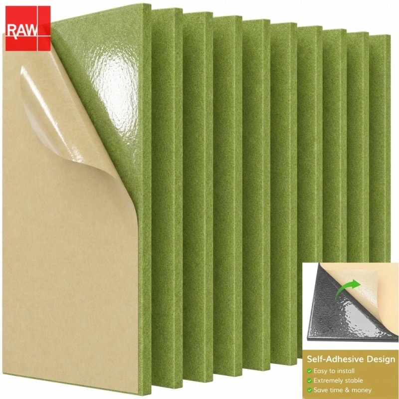 Matcha Green Self-Adhesive PET Acoustic Raw Sheet - RAW-021 Peel and Stick Soundproofing Panel