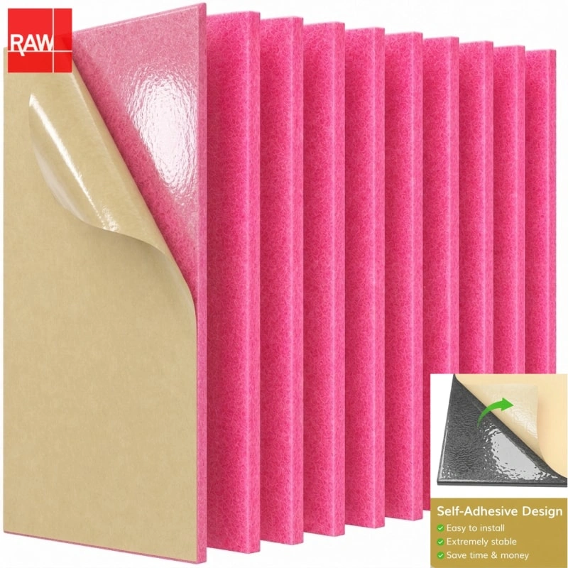 Peach Blossom Pink Self-Adhesive PET Acoustic Raw Sheet - RAW-023 Peel and Stick Soundproofing Panel