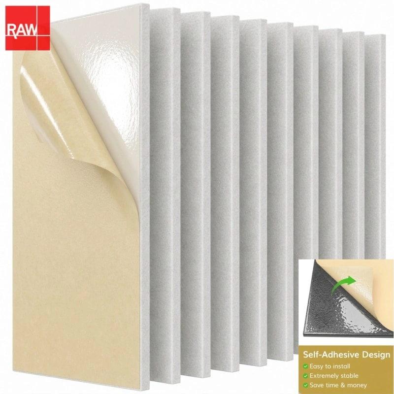 Porcelain White Self-Adhesive PET Acoustic Raw Sheet - RAW-027 Peel and Stick Soundproofing Panel