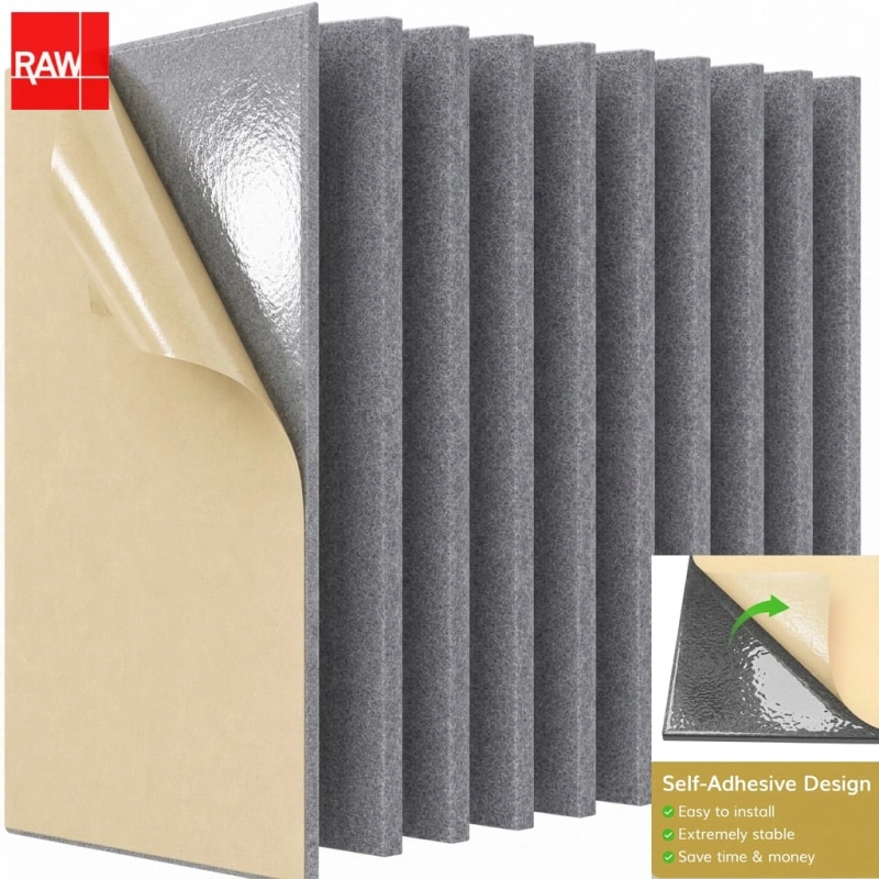 Moonlight Gray Self-Adhesive PET Acoustic Raw Sheet - RAW-032 Peel and Stick Soundproofing Panel