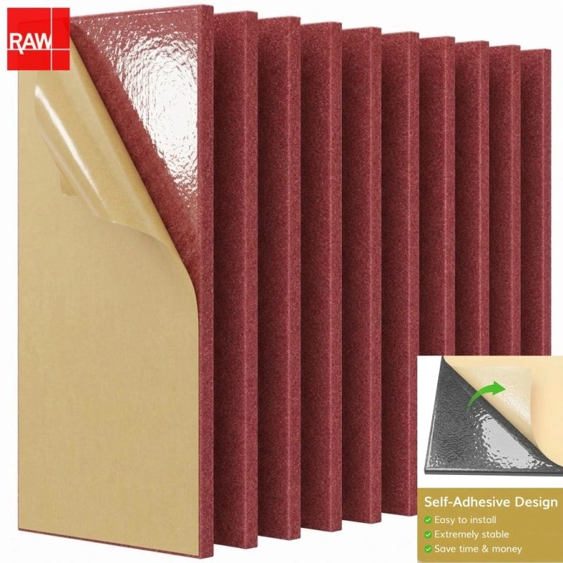 Purplish Red Self-Adhesive PET Acoustic Raw Sheet - RAW-041 Peel and Stick Soundproofing Panel