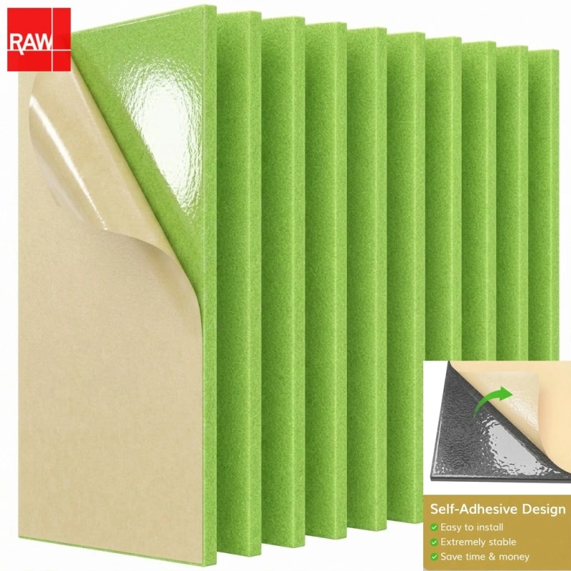 Emerald Green Self-Adhesive PET Acoustic Raw Sheet - RAW-045 Peel and Stick Soundproofing Panel