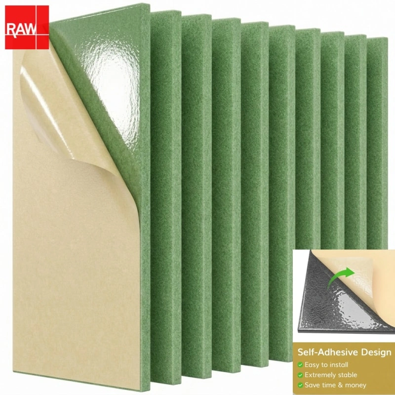 Autumn Green Self-Adhesive PET Acoustic Raw Sheet - RAW-047 Peel and Stick Soundproofing Panel