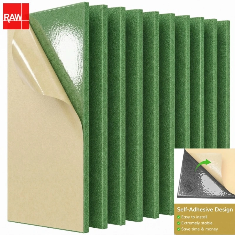 Gem Green Self-Adhesive PET Acoustic Raw Sheet - RAW-048 Peel and Stick Soundproofing Panel